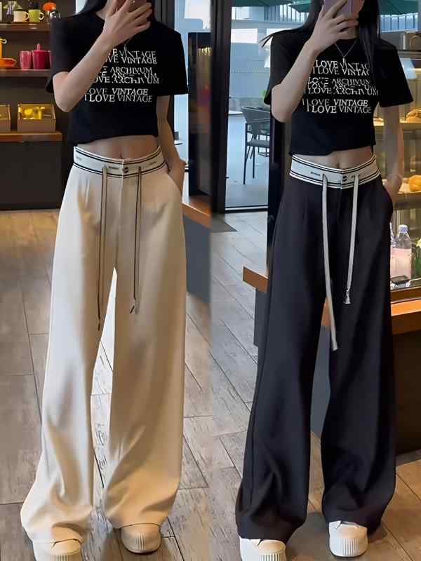 レディース 夏用 ワイドパンツ 高腰 ゆったり 細見え ストレート ロング丈 スーツパンツ ドレープ 落ち感 普段使い 通勤 軽量 吸湿速乾