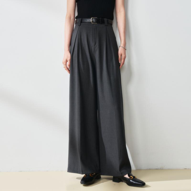 レディース パンツ 通勤 スーツパンツ ゆったり ドレープ ストレート 脚長 スリムレッグ 細身シルエット 快適 普段使い