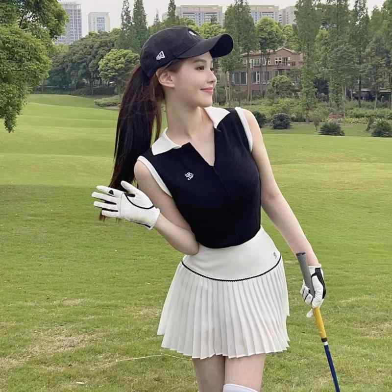 レディース ゴルフ テニス 夏用 短袖 プリーツ スカート セット 軽量 伸縮性 カジュアル アクティブウェア|やすらぎマーケット