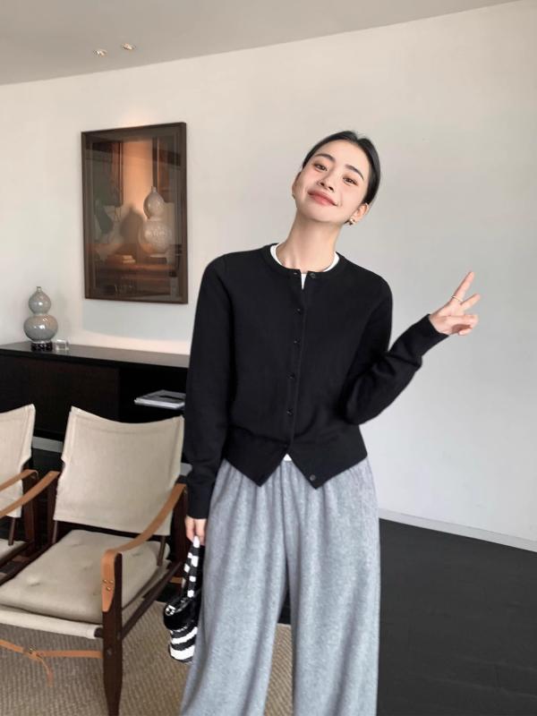 編み物ジレー レディース 烏兎 黒 丸首 か細い影ぼうし 無仕立てもの 押し並べて働き掛ける もの柔らか原料品 好いたらしいトップス 格好のいい 上張り