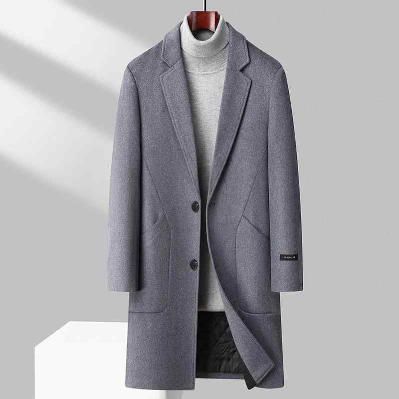 ミドルコート メンズ 厚手パッド入り ウール調 ビジネス 通勤 秋冬 大ポケット スリムフィット 上品 暖か アウター 普段使い｜やすらぎマーケット