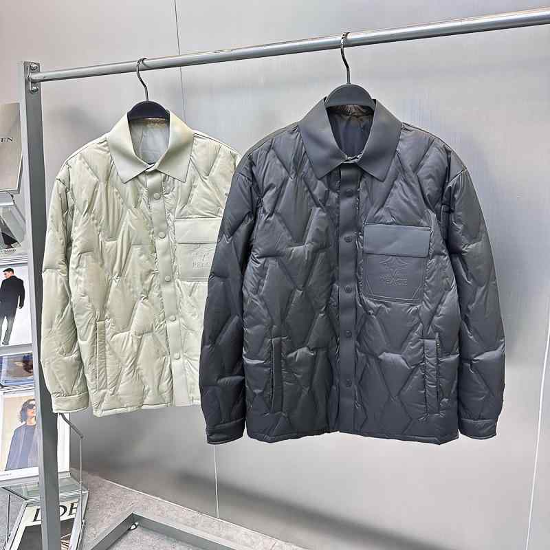ダウンジャケット メンズ 秋冬 スタンドカラー シングルブレスト シャツスタイル 軽量 暖か 普段使い カジュアル 上品 ストリートファッション