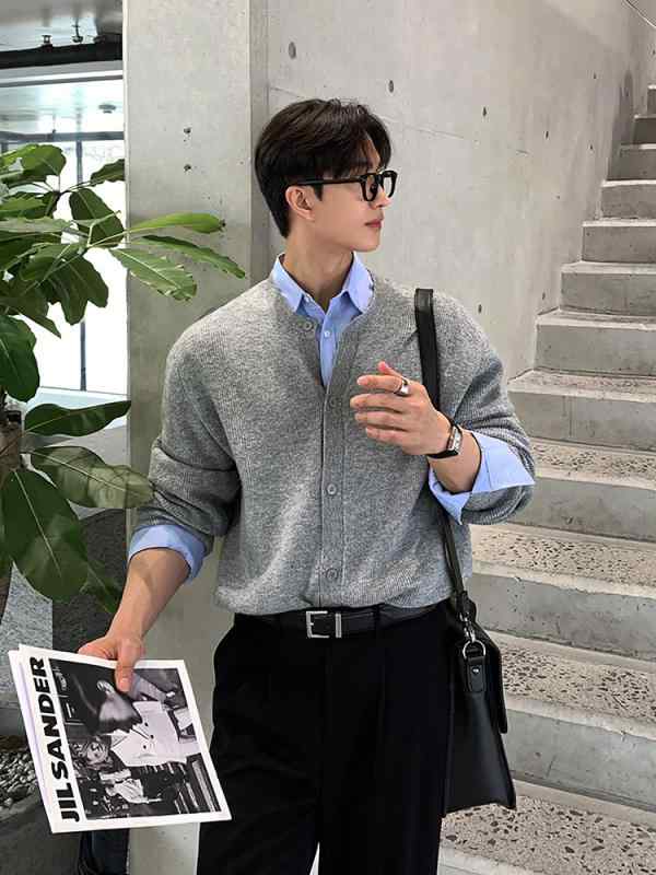 編み物ジレー メンズ 丸首 開襟 韓国 心地好い ティーシャツ 口さかしい 雅びやか 普段使い走り  花の冠yd パステル色の原料品感 成年者向け