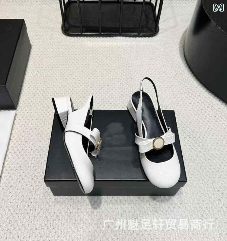 メアリージェーンサンダル レディース ラウンドトゥ チャンキーヒール 蝶結び リボン オープントゥ 女性用 夏シューズ｜やすらぎマーケット