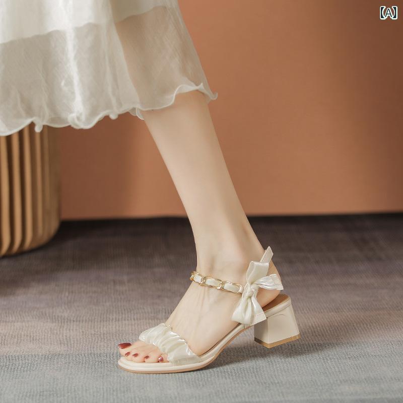 サンダル レディース チャンキーヒール 同盟罷工さあ美 女子らしい  夏コーデ 痛いところ今めかしい お上さん用 ハイヒール風