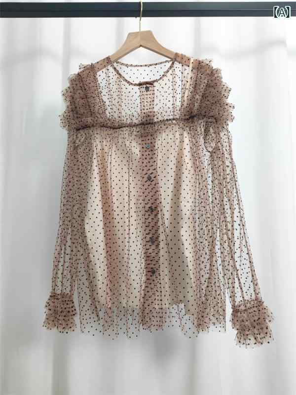 ブラウス レディース プリーツ 微透視 ゆったり UVカット 波点 優しいシルエット 8,405円