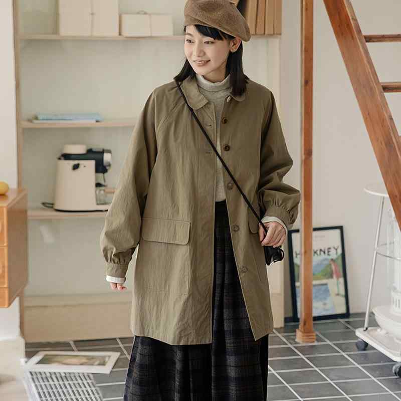 トレンチコート レディース ラグラン捩り ゆったり心地よい ロング丈 秋冬アウター