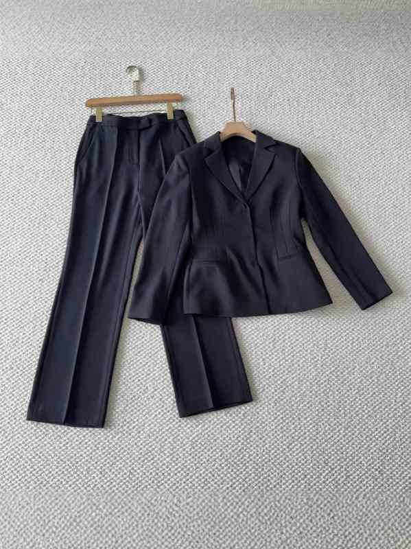 セットスーツ レディース 立体裁断 ウエストシェイプ スリム 西装パンツ 春物 2ピース アセテート