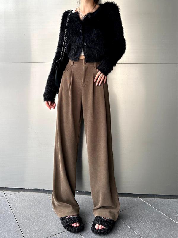 ワイドパンツ レディース 加厚暖か コーデュロイ ゆったりシルエット 秋冬向けボトムス