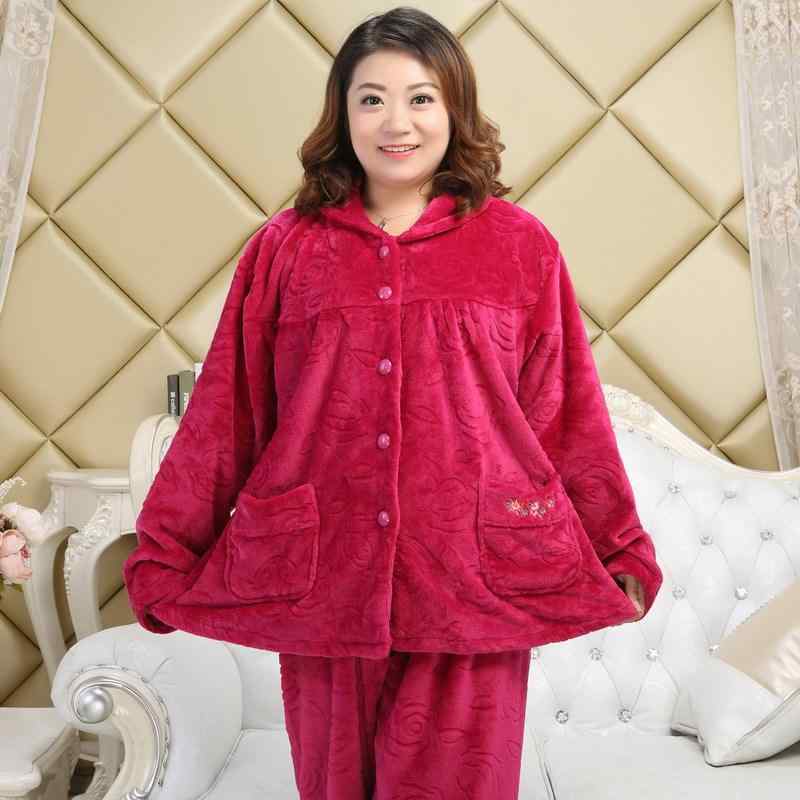 パジャマ仕掛ける レディース 長袖 朦々たる綿ネル 気が大きい大きさ 5XL 向け