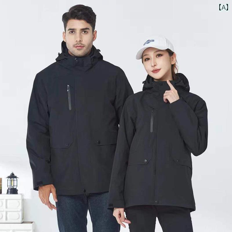 登山ジャケット レディース フード付き 防風防水 取り外し内胆 3in1 秋冬用 2ピースセット|やすらぎマーケット