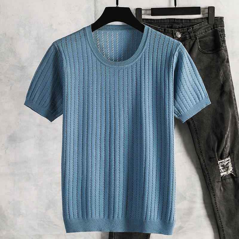 Tシャツ メンズ 短袖 薄手 通気性 ニット調 夏用 カジュアル ビッグサイズ 涼感