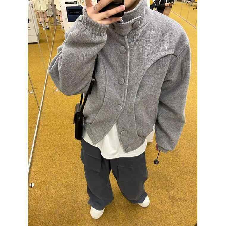 ジレー メンズ ゆったり 襟付き添い人 編み物