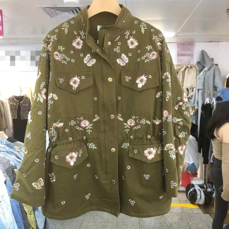 トレンチコート レディース 刺しゅう 花柄 返り咲き  ドローストリング 酉の方角 合わせる 細工物 表現スタイル アウター