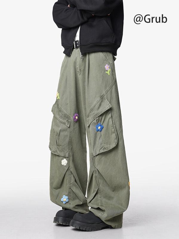 カーゴパンツ レディース ジーンズ 多衣嚢 広広とした引っ切り無い 刺しゅう ゆったり影ぼうしx2