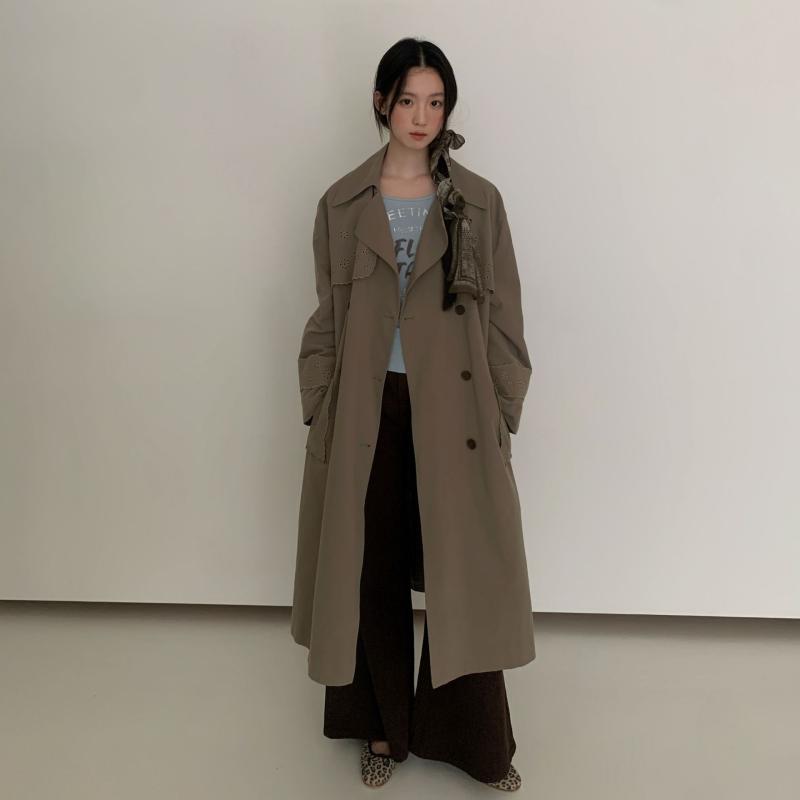 トレンチコート レディース ロング丈 上品 英倫風 通勤 休?
