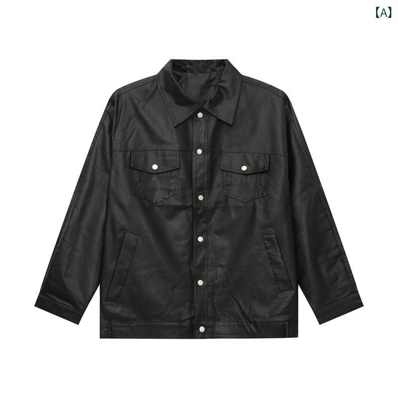 なめし革上衣 メンズ 細工物上衣 PUなめし革 上衣 アウター 秋服 冬服 ライダースジャケット 襟付き添い人 心地よい 流行り物系 表どおり系 重厚感 異原料品 ミリタリー 自動二輪車御召しもの 普段使い走り お出かけ 今めかしい ライトアウター 防風