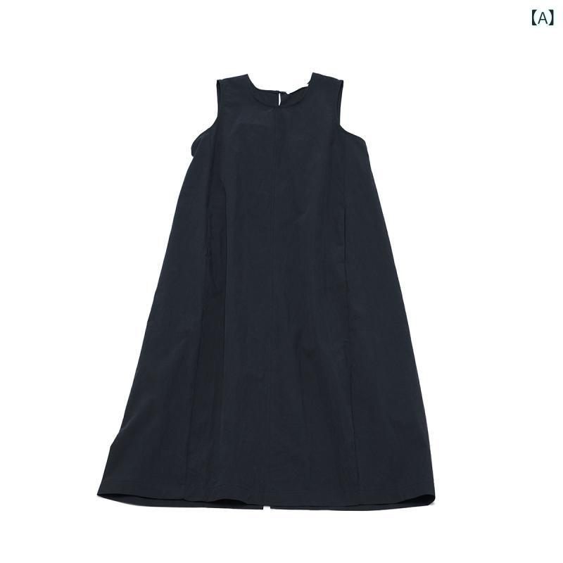 衣裳 レディース ノースリーブ ミモレ丈 コクーンシルエット ゆったり 心地よい 分かりやすい 第一義的 無地 伸び伸びする 好いたらしいめ  標準尺度 体型取りまかなう ロング丈