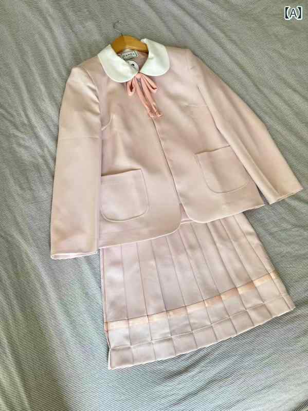セットアップ キッズ 女児 制服風 上下セット ジャケット スカート ピンク フォーマル 入学式 卒業式 通園 発表会 七五三 子供服 レトロ かわいい シンプル ベーシック 定番 カジュアル きれいめ