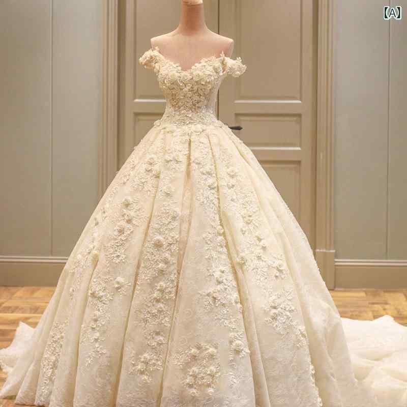 ウェディングドレス レディース オフショルダー 結婚式 披露宴 挙式 二次会 ドレス ロング ブライダル フォーマル 花嫁 エレガント シンプル ベーシック スタイルアップ 上品 きれいめ フレアシルエット 定番 |やすらぎマーケット