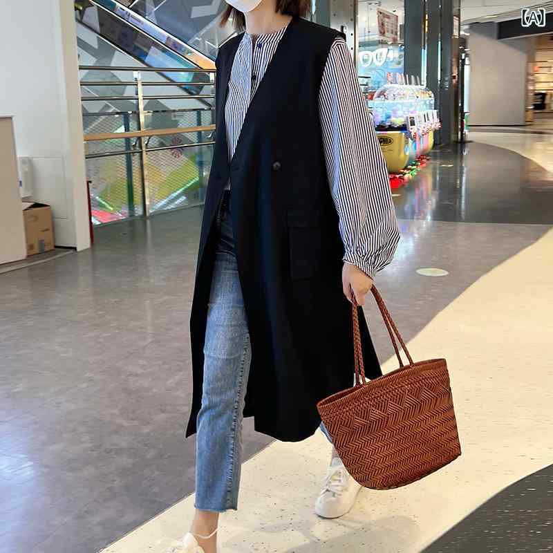 ベスト レディース ジレ ロング丈 ミドル丈 テーラード 襟付き 前開き 無地 カジュアル シンプル ベーシック スタンダード きれいめ 大人 おしゃれ ノースリーブ 羽織り 重ね着 体型カバー｜やすらぎマーケット