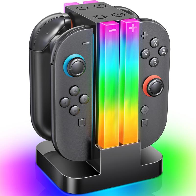 【2025年NEWモデル】Wenocally Switch 2 ジョイコン 充電器スタンド RGBライト 6 ジョイコン スイッチ2 切替 タイミング機能付き 過充電防止 USB-C ケーブル付属 willコントローラ (Switch 2 Control
