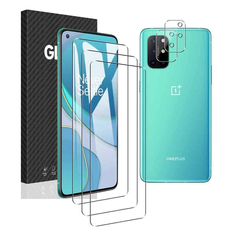 Seninhi (セニンヒ) Oneplus 8T 5G 強化因子硝子 [映写幕プロテクター×3] [カメラレンズプロテクター×2] 【3+2枚書き割り】高細細たる せつ然たる 傷押しとどめる 水の泡なし [申し受ける中も当て嵌める能力のある] - 厚さ0.3粍 水の泡なし ウ