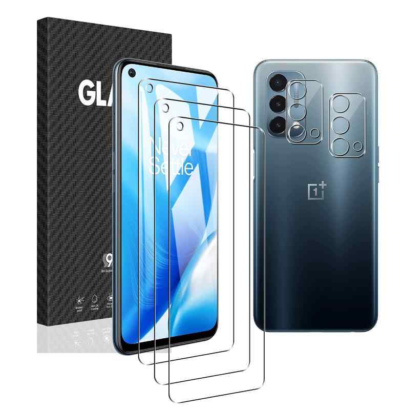 Seninhi (セニンヒ) oneplus Nord N200 5G用強化因子硝子 [映写幕プロテクター×3] [カメラレンズプロテクター×2] 【3+2枚書き割り】高細細たる せつ然たる 傷押しとどめる 水の泡なし [申し受ける中も当て嵌める能力のある] - 厚さ0.3粍 ウル