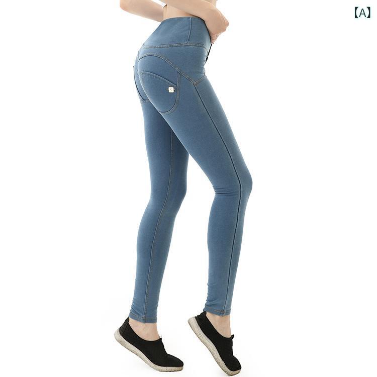 レギンス レディース ハイウエスト ヒップアップ ヨガパンツ スポーツウェア フィットネス トレーニング ヨガウェア デニム調 ボトムス ロング丈 美脚 シンプル ベーシック スタンダード パンツ ストレッチ カジュアル