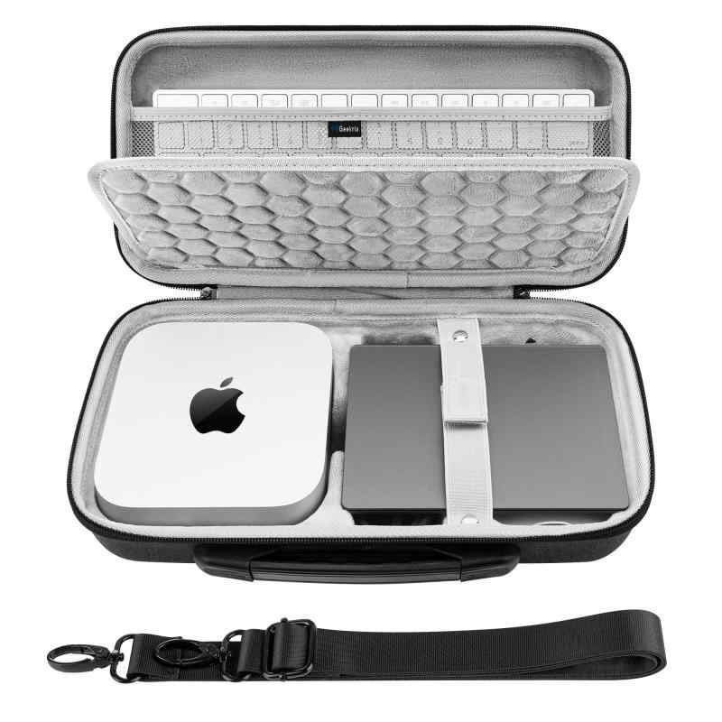 Geekria デスクトップコンピューターハードトラベルケース、アップル Apple 2024 Mac Mini M4 / Mini M4 Pro 対応、Magicキーボード、マウス、トラックパッド、アクセサリー収納可能 (ダークグレー)