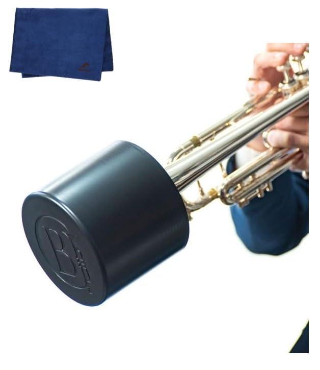 トランペット ミュート 練習用 消音 「Brass Gear」 プラクティスミュート Home Mute ホームミュート 軽量 自宅 練習 器具 (カラー: Black)+ モーリス(MORRIS) 楽器用高級クロス クリーニングクロス MCC-