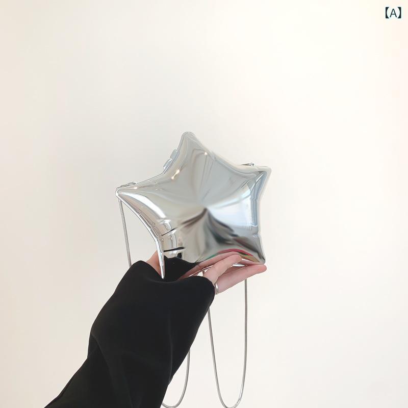 ショルダーバッグ レディース 星型 アクリル素材 チェーンミニバッグ 斜めがけ肩掛けパーティーバッグポシェット小物入れ小さめコンパクトカジュアル シンプル ベーシック 定番 スタンダード ナチュラル
