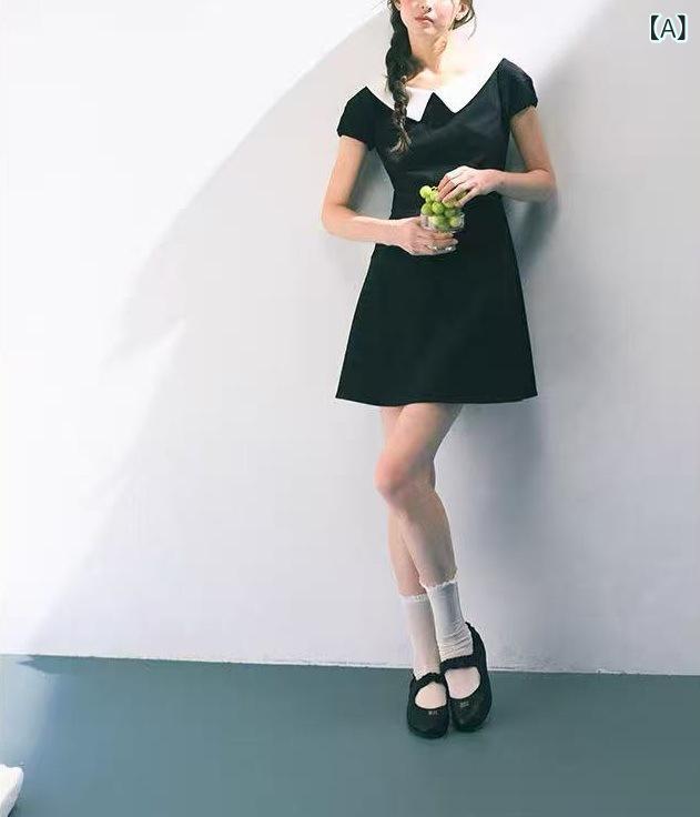 衣装 レディース A生産ライン ミニ丈 長袖 襟付き添い人 膝上丈 太陽フレア 御機嫌酉の方角 無地 着脱し分かりやすい 分かりやすい 心地よい 通い 通学 会う約束 お出かけ 今めかしい 愛くるしげ