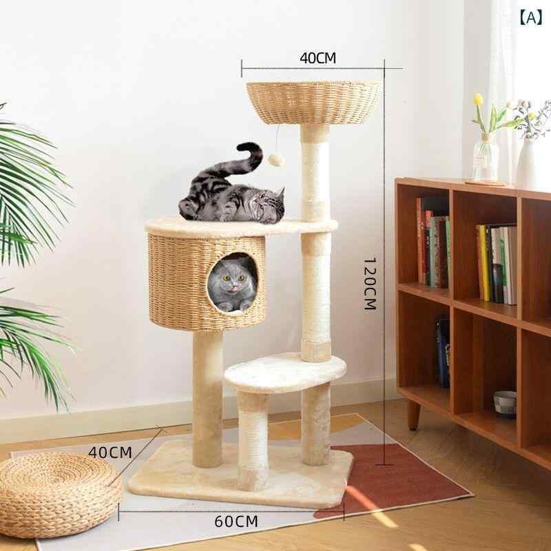 キャットタワー 猫楼観 取り付け 大型 省あき場所 爪とぎ 猫住みか付き添い人円筒形多頭飼い室内用運動すること機能不全差し止める安定した感精神的な統合飾り気の無い木上り勾配楼観縦型スタンダードシンプルナチュラルベーシック定番心地好い