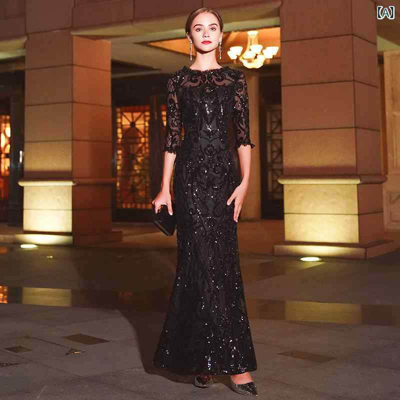 パーティードレス レディース ロング丈マーメイドラインブラック 結婚式披露宴二次会演奏会発表会謝恩会成人式 フォーマル エレガント 上品シックシンプル定番スタンダードベーシック｜やすらぎマーケット