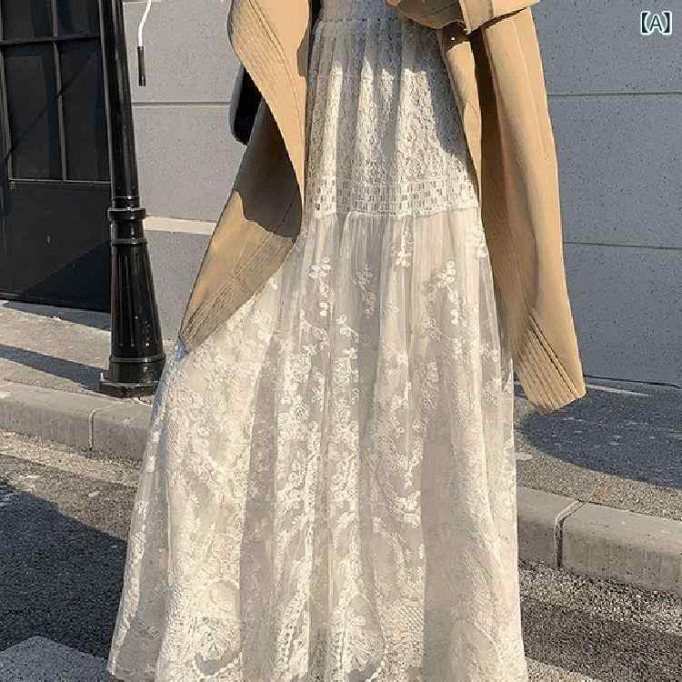 ロングスカート レディース ハイウエスト 総レース フレア ロング丈 ホワイト フリル きれいめ 大人 上品 清楚 華やか シンプル ベーシック 定番 ナチュラル スタンダード カジュアル お出かけ デイリー 普段着