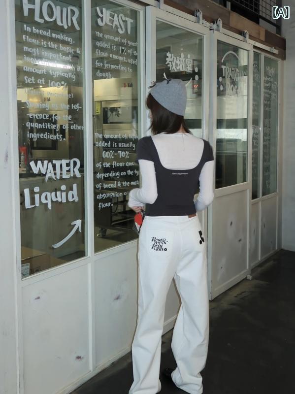 ワイドパンツ レディース デニムパンツ ハイウエスト ストレートロング丈 ゆったりジーンズ股上深め フルレングスボトムスシンプルベーシック定番カジュアルナチュラルスタンダード