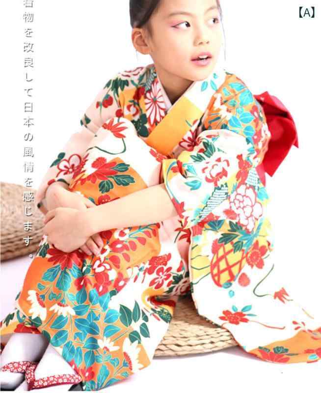 和服 キッズ 女の子 5歳から13歳 シワになりにくい お手入れ簡単 版伝統的スタイル着物正装七五三お正月発表会結婚式セレモニー晴れ着行事記念撮影シンプルベーシック定番スタンダードナチュラル