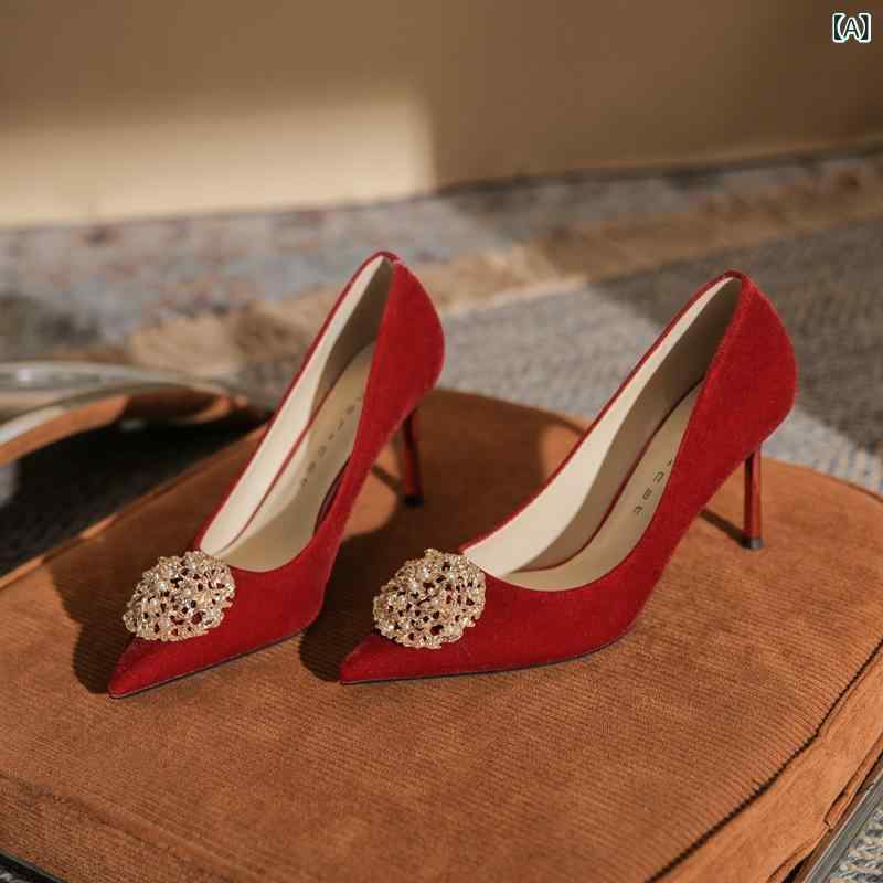 パンプス レディース ポインテッドトゥ ピンヒール パール付き 結婚式 ウェディング披露宴お呼ばれパーティー二次会ドレスシューズレッド華やか上品フォーマル大人シンプルベーシック定番スタンダードカジュアルナチュラル
