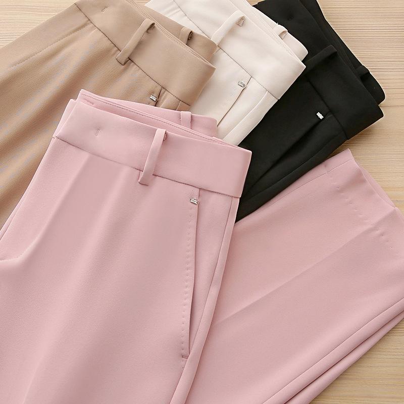 テーパードパンツ レディース センタープレス九分丈スラックス 落ち感のあるきれいめボトムス シンプルベーシック定番 スタンダードカジュアルナチュラル 無地