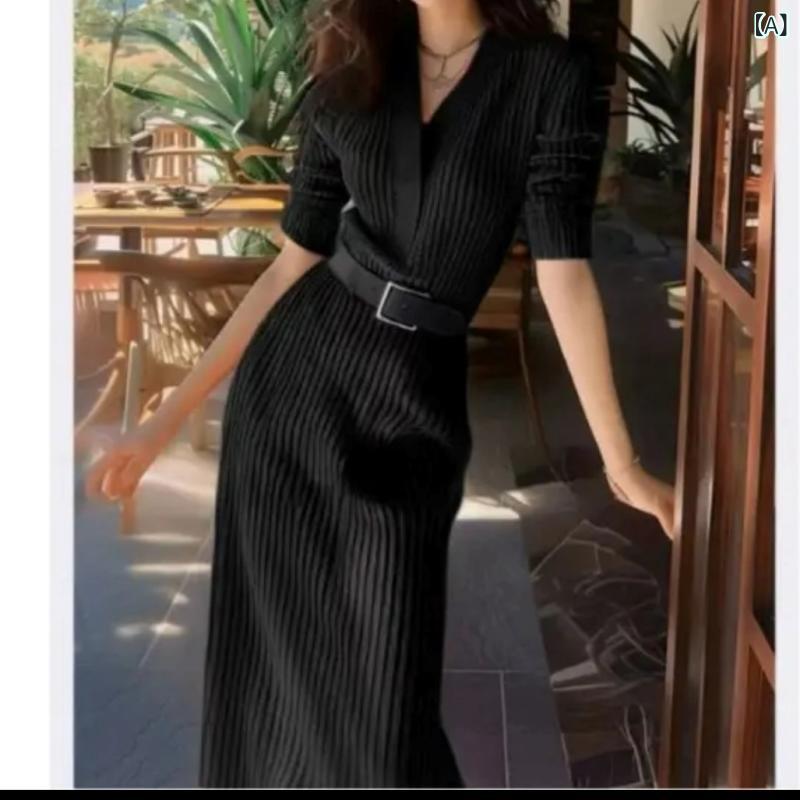 ニットワンピース レディース ロング丈 ウエストマーク 長袖 レッド きれいめ上品清楚フレア無地シンプルベーシック定番カジュアルスタンダードナチュラル大人フェミニン膝下マキシ丈お出かけデート披露宴結婚式二次会謝恩会パーティー