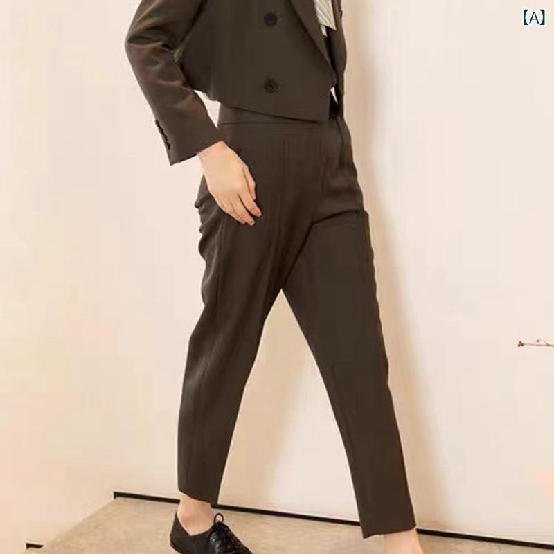 スラックス レディース ハイウエストストレート テーパードパンツ9分丈 朦々たる真っただ中押し付ける ボトムスパンツ 事務所通い好いたらしいめベーシックシンプル定番スタンダードナチュラルカジュアル パンツスーツ-レディースファッション