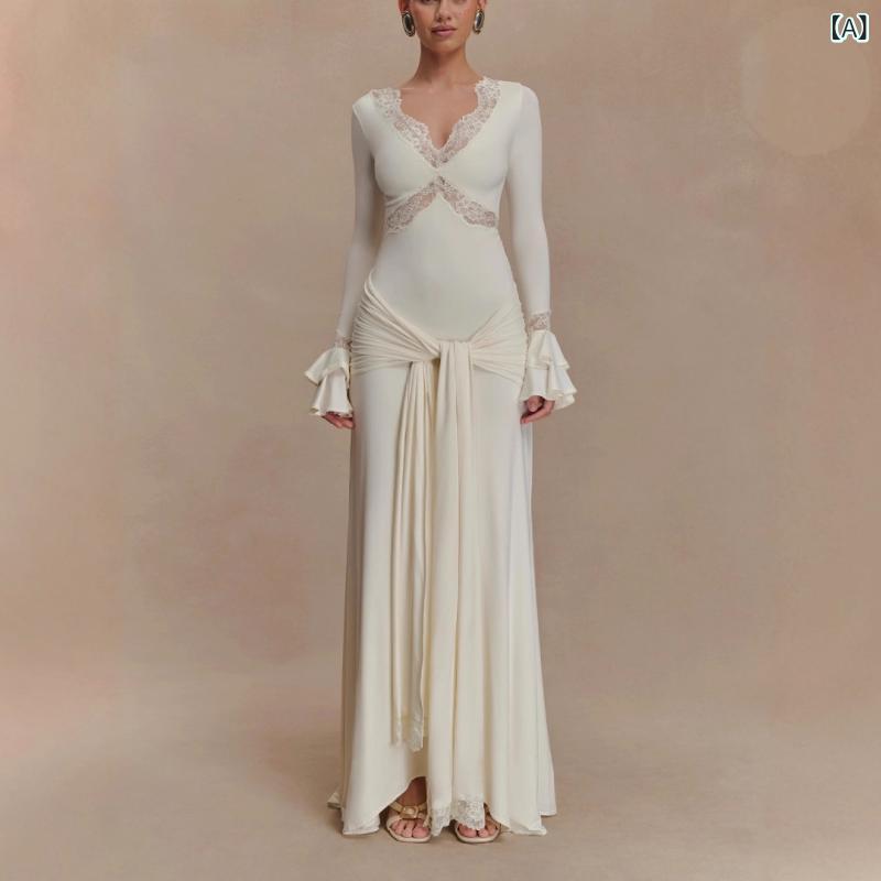 ワンピース レディース フレアスリーブ レース パーティードレス 結婚式 披露宴二次会お呼ばれフォーマルフェミニンエレガントシンプルベーシック定番スタンダードカジュアルナチュラルシンプルベーシック定番スタンダード 7,919円