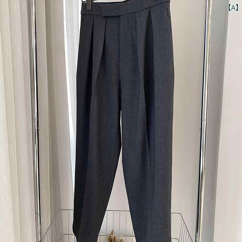 テーパードパンツ レディース ハイウエストタック入り九分丈アンクル丈ボトムス スラックスズボンきれいめオフィスカジュアル シンプルベーシック定番スタンダード ナチュラル