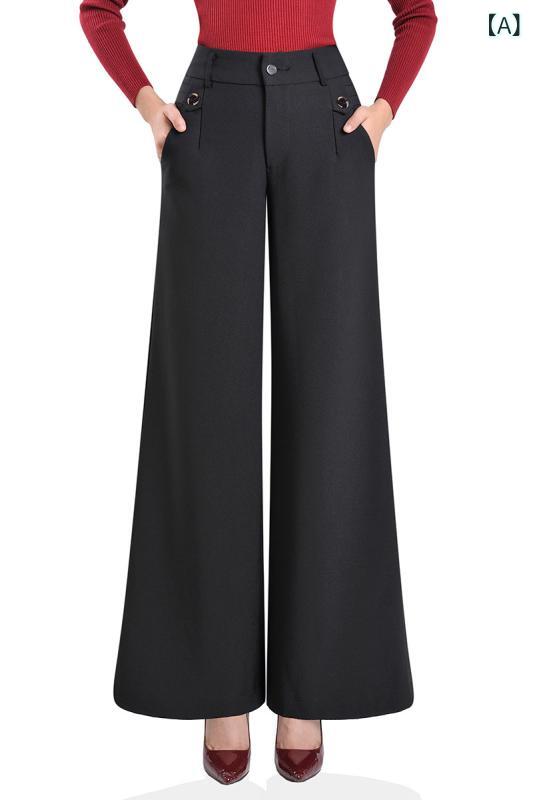 ワイドパンツ レディース ハイウエストロング丈スラックス ボトムス体型カバーゆったり きれいめオフィス通勤ズボン カジュアルシンプルベーシック定番 ナチュラルスタンダード