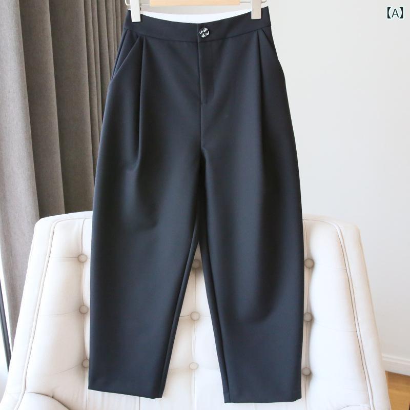 テーパードパンツ レディース ご機嫌酉の方角体型取りまかなうゆったり大層らしい大きさ ボトムスロングパンツカジュアルオフィス通い黒無地スラックス ズボン下裾絞り好いたらしいめたわい無いウエストゴムセンターライン シンプルベーシック定番自然的標準尺度