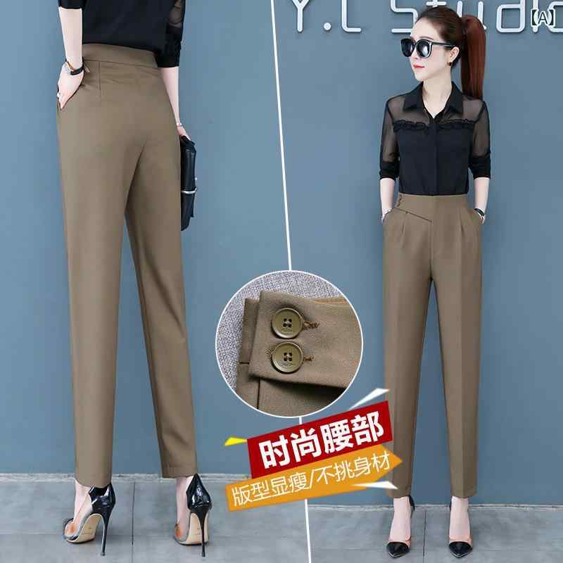 テーパードパンツ レディース 九分丈センタープレスハイウエスト美脚 オフィスカジュアルビジネス通勤事務服 ボトムスパンツスラックスアンクル丈 ゆるめ体型カバーシンプルベーシック定番 スタンダードカジュアルナチュラル