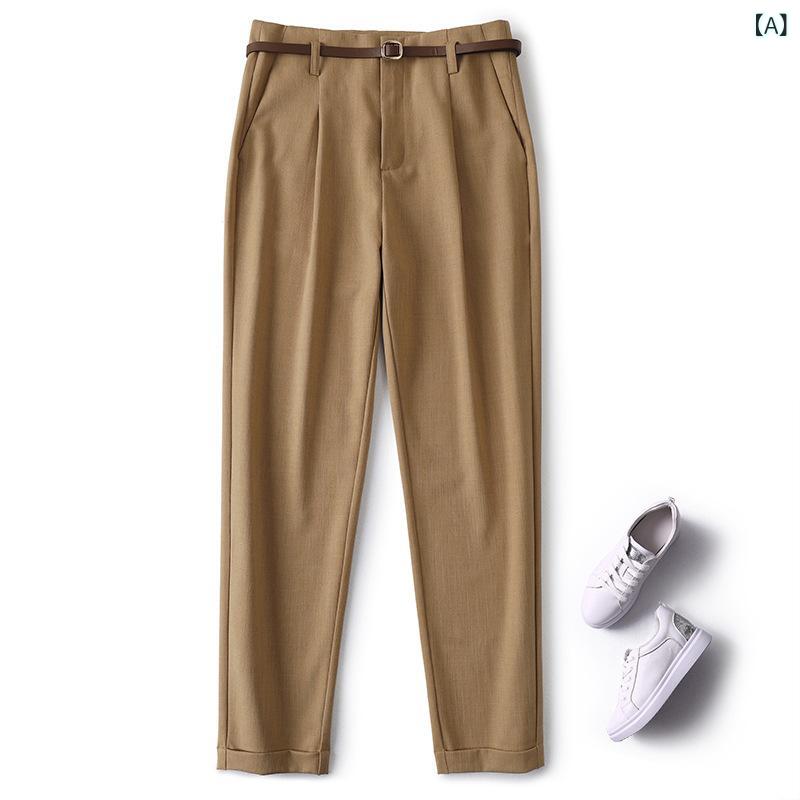 テーパードパンツ レディース ご機嫌酉の方角九分丈アンクル丈 ボトムススラックス無地分かりやすい 第一義的定番標準尺度 心地よい自然的 好いたらしいめ雅びやか成年者お嬢さん通い通学オフィスコーデセンタープレスシルエット