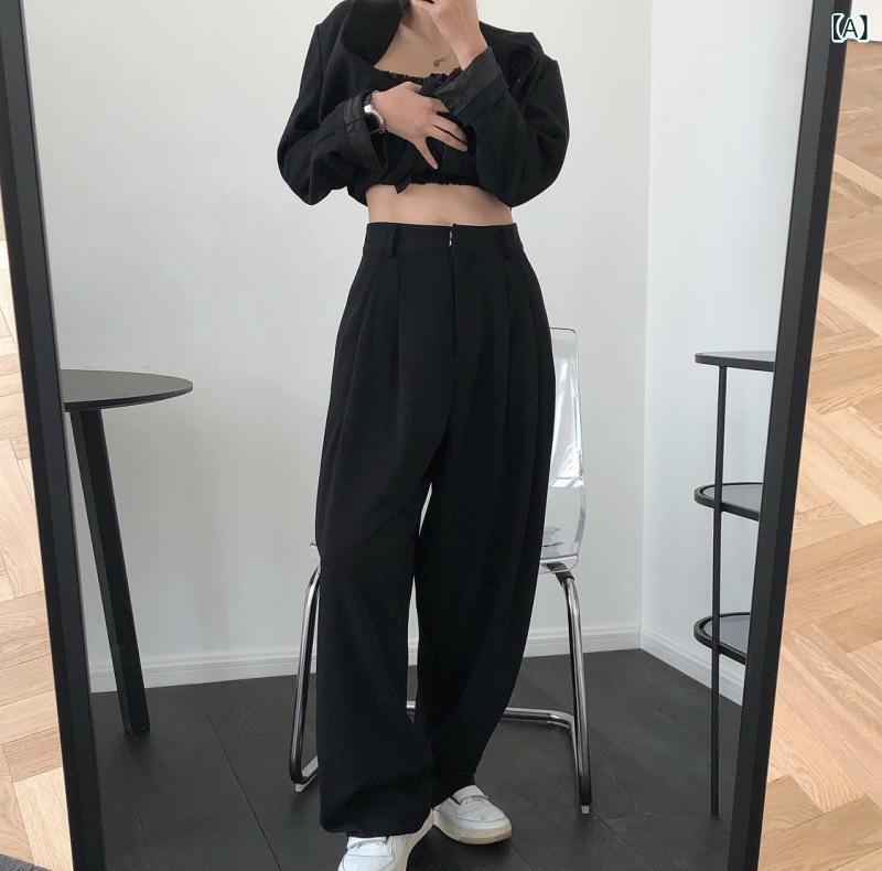 スラックス レディース ハイウエストワイドパンツ 挙げ句のはて感引っ切り無い テーパードパンツロング丈 カジュアルボトムス 事務室通いゆったりシルエットシンプルベーシック定番判定基準自然的
