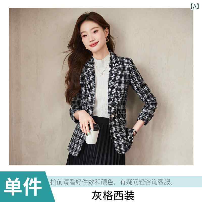 テーラードジャケット レディース チェック柄ショート丈 ゆるシルエット アウター カジュアル 羽織りきれいめ上品シンプルベーシック定番スタンダードナチュラルお出かけ通勤通学普段使い着回し汎用性こなれ感重ね着